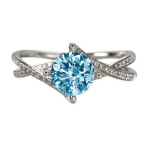 انگشتر طلا مرسا الماس آبی