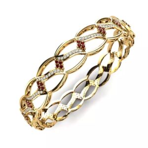 دستبند طلا مدل برموند با سنگ یاقوت